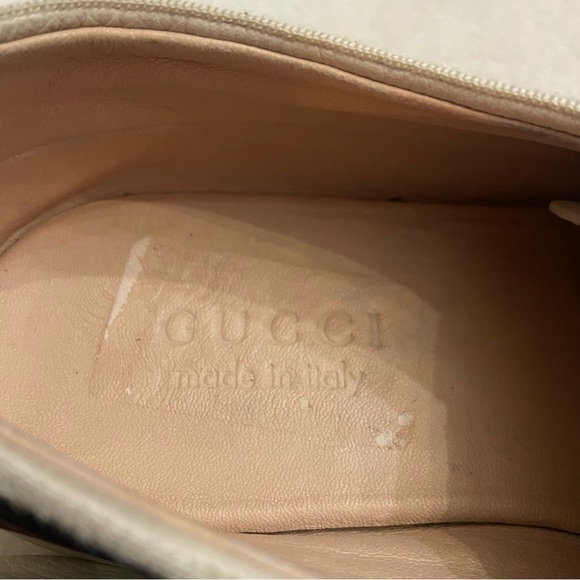 Gucci Falcer Bee embroidered Off White Leather Low Top lace-up Sneakers - Picture 12 of 15